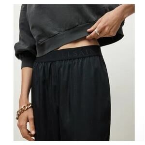 AllSaints New Women's Logo Pull On Nala Trouser Pants Black 10 Minimalist Casual